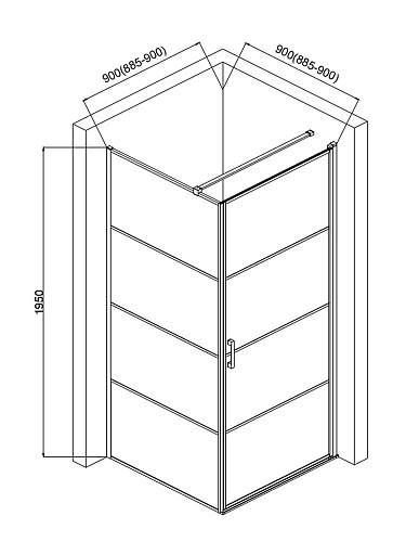 Душевой уголок AQUAme AQM5215-RH-9 900x900x1950мм стекло 6мм, цвет профиля матовый черный Душевой уголок AQUAme AQM5215-RH-9 900x900x1950мм стекло 6мм, цвет профиля матовый черный