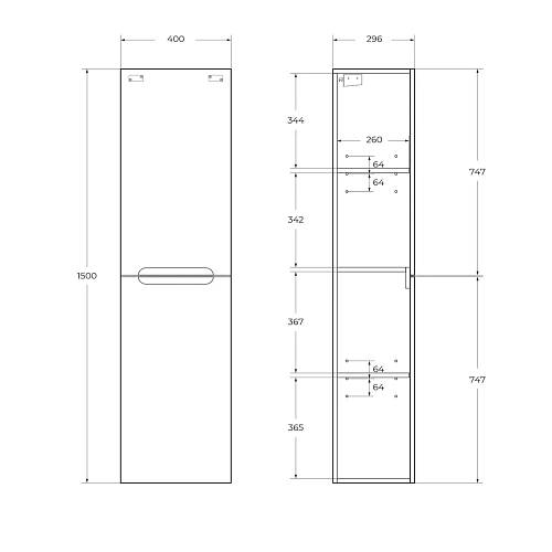 Шкаф-пенал BelBagno ETNA-1500-2A-SC-WO-P-R Rovere Bianco подвесной 400x300 Шкаф-пенал BelBagno ETNA-1500-2A-SC-WO-P-R Rovere Bianco подвесной 400x300