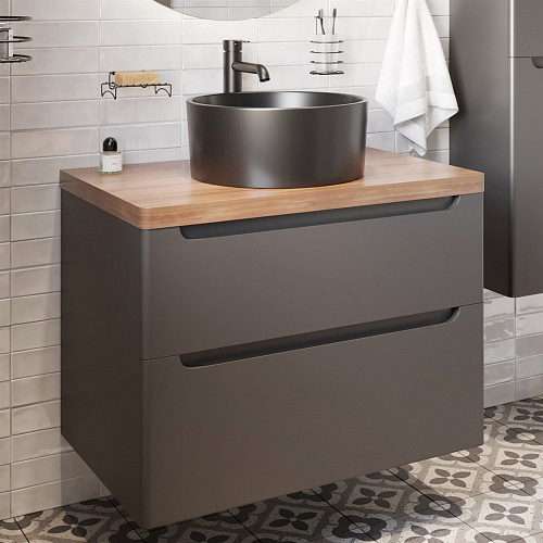 Тумба с раковиной STWORKI Берген 80 серая с темной столешницей, с раковиной на выбор 549478 Тумба с раковиной STWORKI Берген 80 серая с темной столешницей, с раковиной на выбор 549478