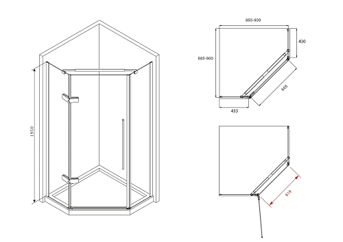 Душевой уголок ABBER Ewiges Wasser AG05090 90x90 см универсальный, профиль хром, стекло прозрачное Душевой уголок ABBER Ewiges Wasser AG05090 90x90 см универсальный, профиль хром, стекло прозрачное