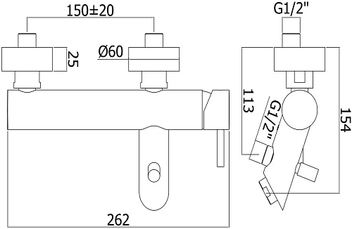 Смеситель для ванны Paffoni Light LIG023CR Смеситель для ванны Paffoni Light LIG023CR