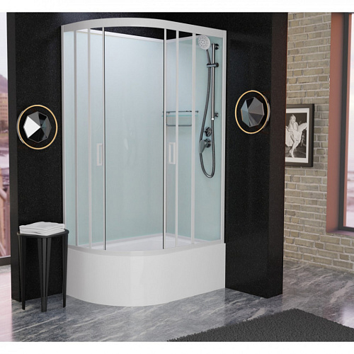 Душевая кабина Frank F412/2R правосторонняя White без крыши белый профиль 120x80 138009 Душевая кабина Frank F412/2R правосторонняя White без крыши белый профиль 120x80 138009