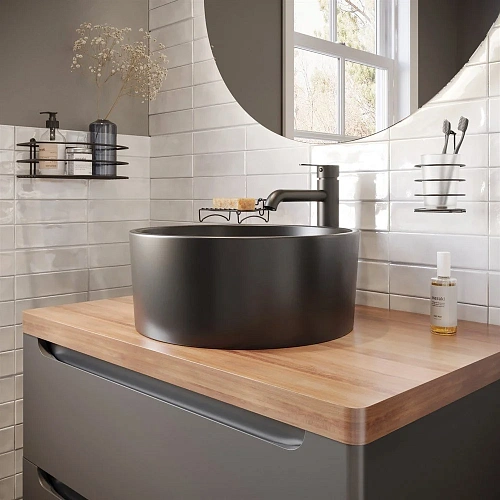 Комплект мебели STWORKI Берген 80 серая с темной столешницей, с раковиной на выбор 549495 Комплект мебели STWORKI Берген 80 серая с темной столешницей, с раковиной на выбор 549495