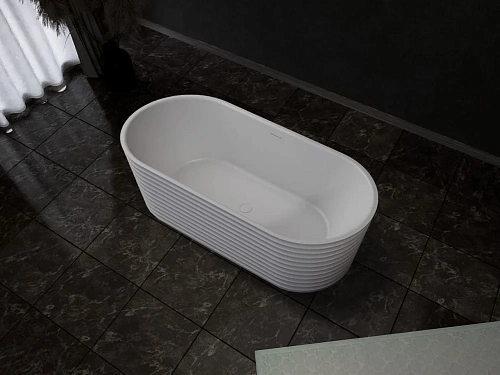 Ванна отдельностоящая ABBER AS9650 170x80 универсальная, белая матовая, искусственный камень Ванна отдельностоящая ABBER AS9650 170x80 универсальная, белая матовая, искусственный камень