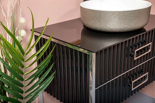 Тумба под раковину Armadi Art Monaco 80см черная глянец + хром под раковину чашу 867-080-BCR Тумба под раковину Armadi Art Monaco 80см черная глянец + хром под раковину чашу 867-080-BCR