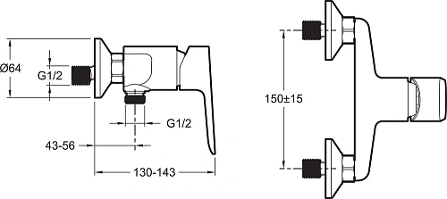 Смеситель для душа Jacob Delafon Oscar E29843-BL Смеситель для душа Jacob Delafon Oscar E29843-BL