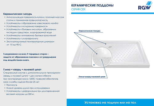 Душевой поддон RGW CER CR B прямоугольный керамический Черный 19170380-01B Душевой поддон RGW CER CR B прямоугольный керамический Черный 19170380-01B