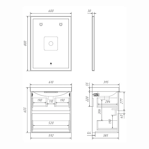 Тумба с раковиной Comforty Селенга-60 00-00021874 дуб темно-коричневый с раковиной CF19696BX-60 Тумба с раковиной Comforty Селенга-60 00-00021874 дуб темно-коричневый с раковиной CF19696BX-60