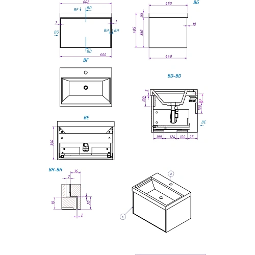 Тумба под раковину La Fenice SIMPLA Grigio 60 FNC-01-SIM-G-60 серо-зеленая Тумба под раковину La Fenice SIMPLA Grigio 60 FNC-01-SIM-G-60 серо-зеленая