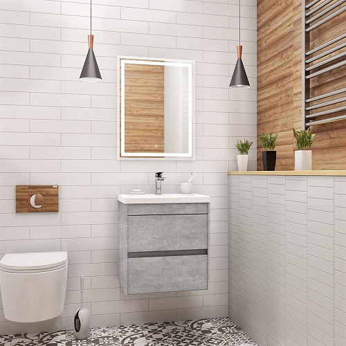 Тумба под раковину ART&MAX FAMILY Family-500-2C-SO-CV подвесная с двумя выкатными ящиками, Cemento V Тумба под раковину ART&MAX FAMILY Family-500-2C-SO-CV подвесная с двумя выкатными ящиками, Cemento V