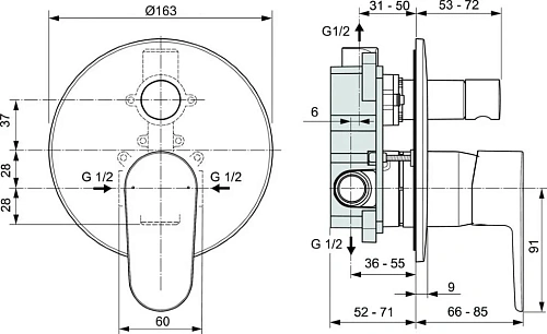 Смеситель для ванны Ideal Standard CERAFINE O A7193XG встраиваемый Смеситель для ванны Ideal Standard CERAFINE O A7193XG встраиваемый