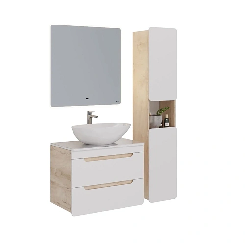 Тумба под раковину Lemark OLIVIA 80 см подвесная, дуб кантри, белый LM08OL80T Тумба под раковину Lemark OLIVIA 80 см подвесная, дуб кантри, белый LM08OL80T