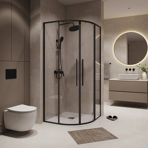 Душевой уголок Niagara Nova NG-6827-34BLACK (100x100x195) полукруг, раздижная, черный матов, стекло прозрачное Душевой уголок Niagara Nova NG-6827-34BLACK (100x100x195) полукруг, раздижная, черный матов, стекло прозрачное