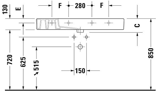 Раковина Duravit Vero 0329100000 105 см Раковина Duravit Vero 0329100000 105 см