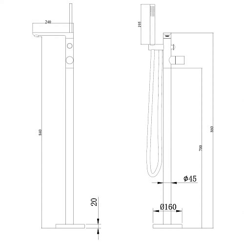 Смеситель для ванны ABBER Rund AF8715MRG напольный, розовое золото матовое Смеситель для ванны ABBER Rund AF8715MRG напольный, розовое золото матовое
