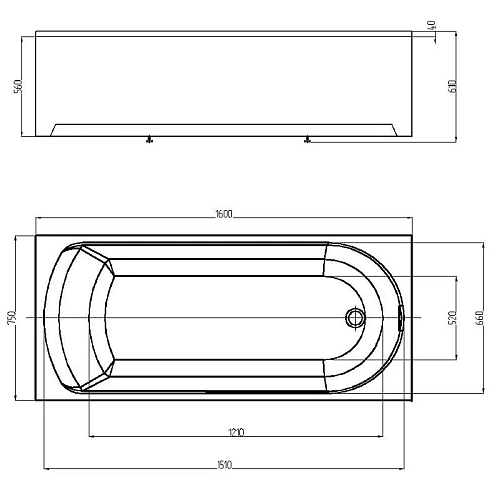 Акриловая ванна Aquatek Ника прямоугольная 160x75см NIK160-0000001 Акриловая ванна Aquatek Ника прямоугольная 160x75см NIK160-0000001