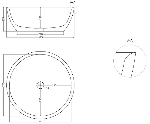 Раковина Salini ALDA 02 1102210M 425x425 накладная S-Stone Раковина Salini ALDA 02 1102210M 425x425 накладная S-Stone