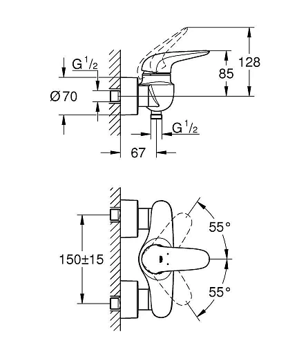 Смеситель для душа GROHE Eurostyle (23722003) хром Смеситель для душа GROHE Eurostyle (23722003) хром