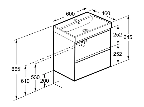 Тумба под раковину Roca Ona 600 светлый дуб 2 ящика A857613512 Тумба под раковину Roca Ona 600 светлый дуб 2 ящика A857613512