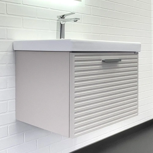 Тумба с раковиной Comforty Касабланка-60 00-00020108 серый шелк с ручкой серый металлик раковина Moduo 60 Тумба с раковиной Comforty Касабланка-60 00-00020108 серый шелк с ручкой серый металлик раковина Moduo 60