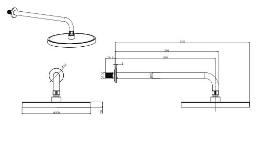 Верхний душ Aquatek AQ2080CR хром, встраиваемый Верхний душ Aquatek AQ2080CR хром, встраиваемый