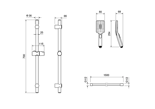 Душевой гарнитур Aquatek ЛИРА AQ2018MB Черный матовый Душевой гарнитур Aquatek ЛИРА AQ2018MB Черный матовый