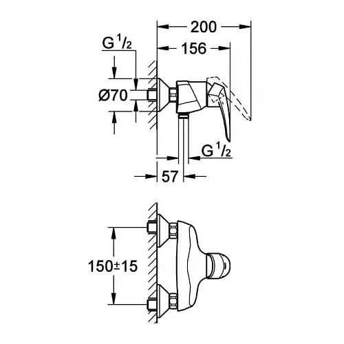 Смеситель для душа GROHE Eurodisc, хром (33569001) Смеситель для душа GROHE Eurodisc, хром (33569001)
