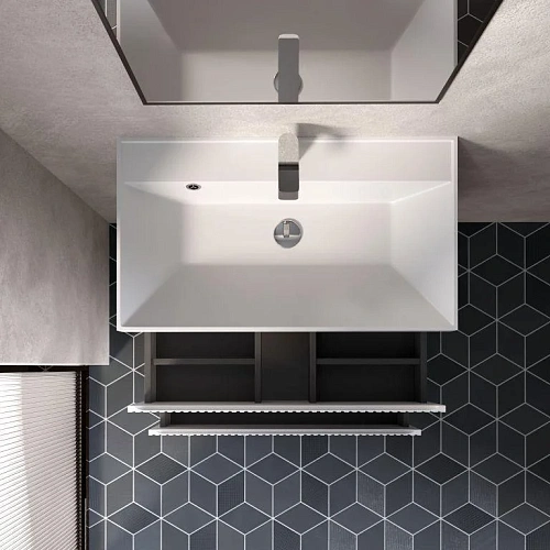 Тумба под раковину AQUAme AQM900180WH S1 подвесная 80 см белый глянец Тумба под раковину AQUAme AQM900180WH S1 подвесная 80 см белый глянец