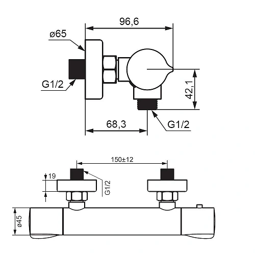 Смеситель для душа Damixa Scandinavian Pure 366000000 термостатический хром Смеситель для душа Damixa Scandinavian Pure 366000000 термостатический хром