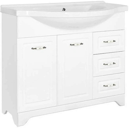 Тумба под раковину Style Line Олеандр-2 100 (3 ящ.) под раковину Эльбрус 100, Люкс белая ЛС-00000584 Тумба под раковину Style Line Олеандр-2 100 (3 ящ.) под раковину Эльбрус 100, Люкс белая ЛС-00000584