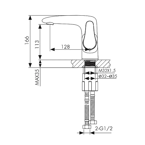 Смеситель для раковины Kaiser Plane 07011 Смеситель для раковины Kaiser Plane 07011