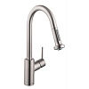 Картинка анонса товара «смеситель для кухни hansgrohe 220 с вытяжным душем, 2jet, sbox 73863800, под сталь»