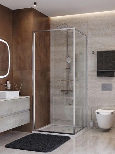 Душевой уголок CEZARES LUX-A-FS-1-80-C-CR 80x80 см, профиль хром, стекло прозрачное Душевой уголок CEZARES LUX-A-FS-1-80-C-CR 80x80 см, профиль хром, стекло прозрачное