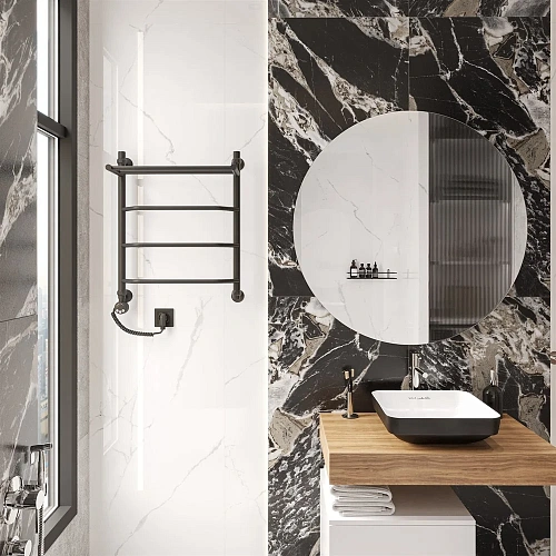 Полотенцесушитель электрический EWRIKA Сафо FT 60х50 L, черный матовый 537254 Полотенцесушитель электрический EWRIKA Сафо FT 60х50 L, черный матовый 537254