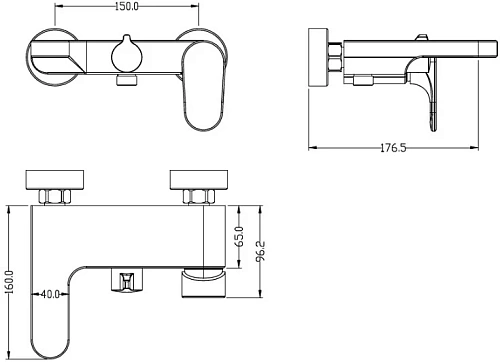 Смеситель для ванны Boheme Spectre с душем хром 453-CR Смеситель для ванны Boheme Spectre с душем хром 453-CR