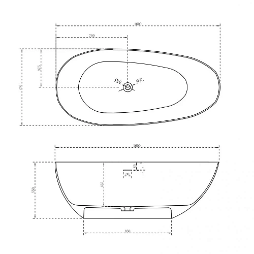Ванна отдельностоящая ABBER AS9611-1.6 160x75 универсальная, белая матовая, искусственный камень Ванна отдельностоящая ABBER AS9611-1.6 160x75 универсальная, белая матовая, искусственный камень