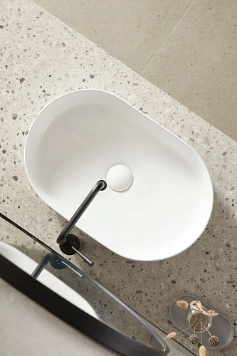 Раковина Sintesi SIN-LVB-APP-417 накладная белая без отверстия под смеситель Раковина Sintesi SIN-LVB-APP-417 накладная белая без отверстия под смеситель