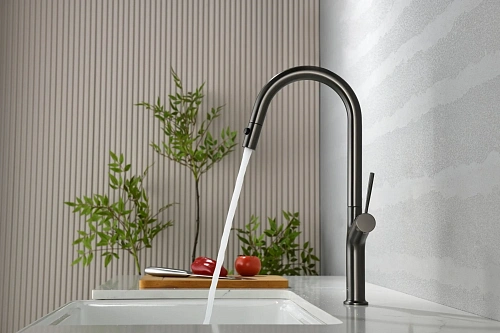 Смеситель для кухни AQUAme Cucina AQM9905GM с выдвижным изливом, с подключением к фильтру с питьевой водой, металл Смеситель для кухни AQUAme Cucina AQM9905GM с выдвижным изливом, с подключением к фильтру с питьевой водой, металл