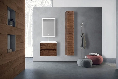 Тумба под раковину Vincea Mia 600 подвесная, 2 выкатных ящика soft close, R.Wood VMC-2MC600RW Тумба под раковину Vincea Mia 600 подвесная, 2 выкатных ящика soft close, R.Wood VMC-2MC600RW