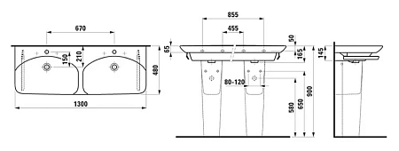 Раковина Laufen Palace New 1070.8 (8.1070.8.000.104.1) 1300x480x165мм Раковина Laufen Palace New 1070.8 (8.1070.8.000.104.1) 1300x480x165мм