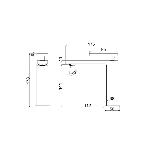 Смеситель для раковины Vincea Dice VBF-2DS1BG однорычажный, брашированное золото Смеситель для раковины Vincea Dice VBF-2DS1BG однорычажный, брашированное золото