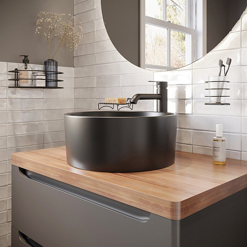 Тумба с раковиной STWORKI Берген 80 серая с темной столешницей, с раковиной на выбор 549478 Тумба с раковиной STWORKI Берген 80 серая с темной столешницей, с раковиной на выбор 549478