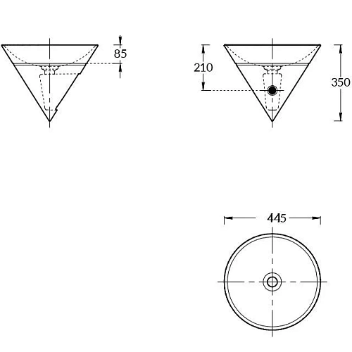 Раковина Kerama Marazzi CONO встаиваемая сверху 44, белая глянцевая CO.wbi.44 Раковина Kerama Marazzi CONO встаиваемая сверху 44, белая глянцевая CO.wbi.44