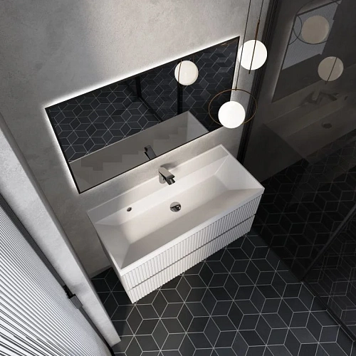 Тумба под раковину AQUAme AQM900110WH S1 подвесная 100 см белый глянец Тумба под раковину AQUAme AQM900110WH S1 подвесная 100 см белый глянец