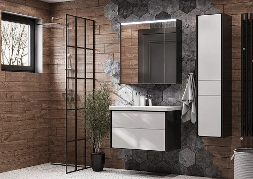 Зеркальный шкаф Roca Ronda 80 белый глянец/антрацит ZRU9302970 Зеркальный шкаф Roca Ronda 80 белый глянец/антрацит ZRU9302970