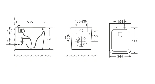 Унитаз подвесной GROSSMAN GR-4414S 600x355x410 безободковый с тонкой крышкой Унитаз подвесной GROSSMAN GR-4414S 600x355x410 безободковый с тонкой крышкой