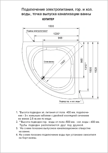 Акриловая ванна Aquatek Юпитер 150x150 угловая, универсальная, с каркасом UPT150-0000046 Акриловая ванна Aquatek Юпитер 150x150 угловая, универсальная, с каркасом UPT150-0000046