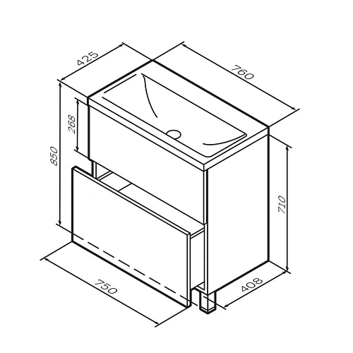Тумба под раковину AM.PM Gem M90FSX0752HF напольная, 75 см, орех Тумба под раковину AM.PM Gem M90FSX0752HF напольная, 75 см, орех