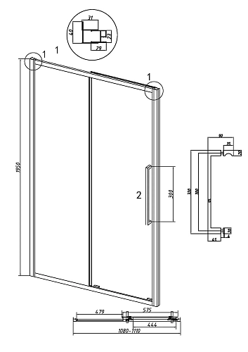 Душевая дверь GROSSMAN Cosmo 100.K33.02.110.10.00 (110x195) хром, стекло прозрачное Душевая дверь GROSSMAN Cosmo 100.K33.02.110.10.00 (110x195) хром, стекло прозрачное