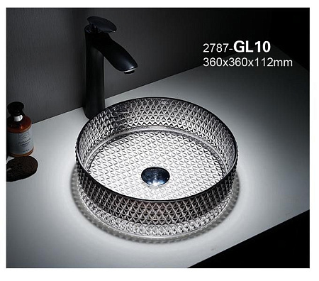 Раковина CeramaLux GL10 стекло, накладная, белый/графит